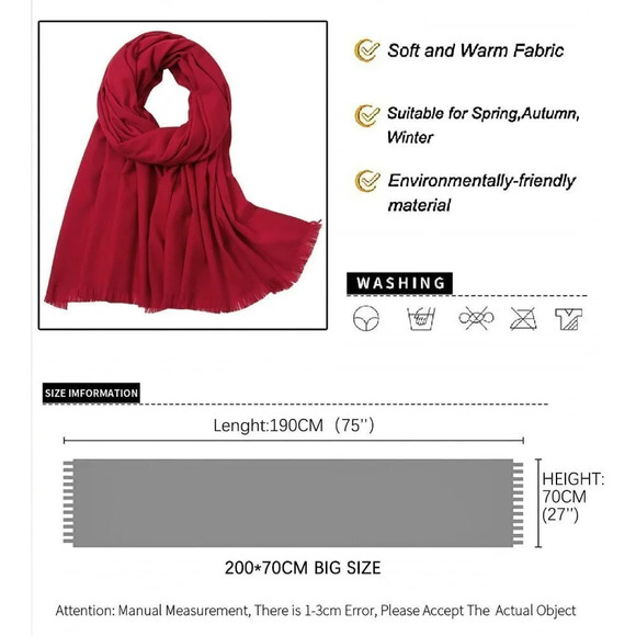 Swat Pany Scarf  For Women Winter Pashmina Shawls For Women Wedding Shawls-Red - Picture 6 of 7